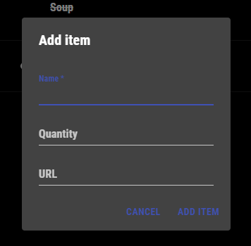 add item dialog
