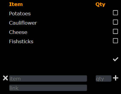 initial list and features